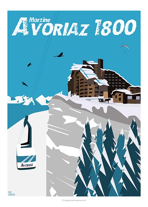 morzine Avoriaz Art Affiche Poster Galerie Eric Garence bonjourlaffiche.com affiche vintage Porte du soleil