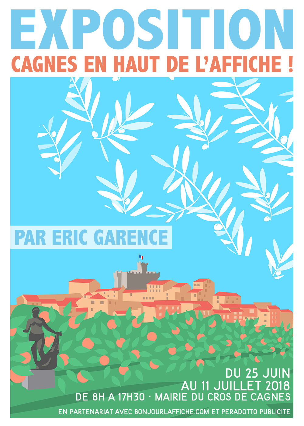 Garence Eric Expo Cagnes Renoir Jardins Oliviers Cote d'azur Poster Dessin minimaliste Nice Saint Tropez